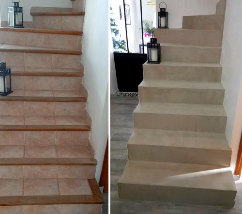 Avant après Béton ciré  escaliers